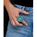 West & Co.® Ladies' Turq Flower Cluster Ring