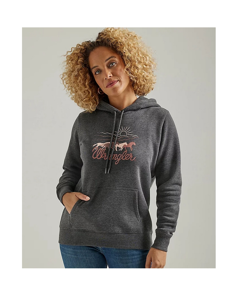 Wrangler Ladies Running Horse Logo Hoodie Fort Brands