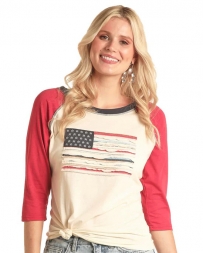 Rock and Roll Cowgirl® Ladies' Americal Flag Baseball Tee