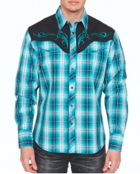 Men's LS 2 Pocket Emb Plaid Shirt