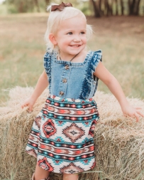 Girls' Denim And Aztec Dress