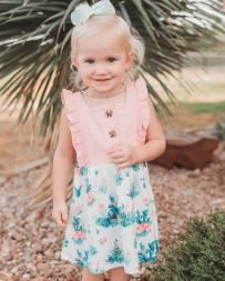 Girls' Pink Denim Cactus Dress