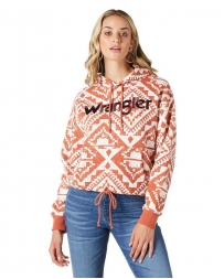 Wrangler® Ladies' Aztec Tie Front Logo Hoodie