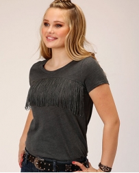 Roper® Ladies' Fringed Charcoal SS Tee