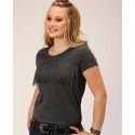 Roper® Ladies' Fringed Charcoal SS Tee