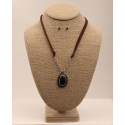 Silver Strike® Ladies' Double Cord Mottled Black Necklace