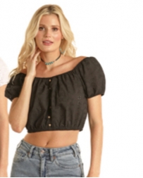 Rock and Roll Cowgirl® Ladies' Eyelet Crop Top