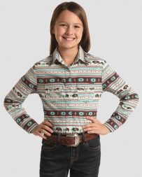 Panhandle® Girls' Buffalo Stripe LS Snap