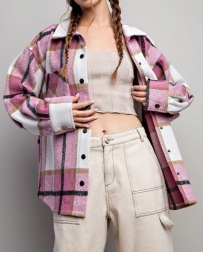 Ladies' Button Down Plaid Shacket