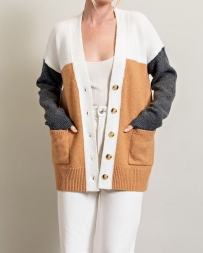 Ladies' Color Block Pocket Cardigan