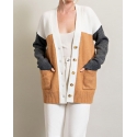 Ladies' Color Block Pocket Cardigan