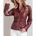 Ladies' Faux Leather Button Front Shirt