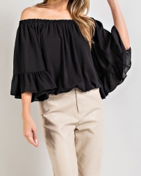 Ladies' Off Shoulder Bell Sleeve Top