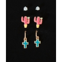 Silver Strike® Ladies' Cactus Cross Stud Earring Set