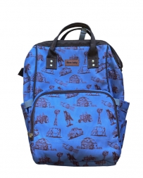 Ladies' Blue Farm Print Diaper Bag