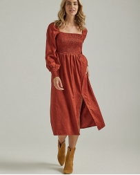 Wrangler® Ladies' Mahogany Square Neck Dress