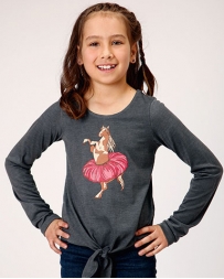 Roper® Girls' Ballerina Horse Graphic LS Tee