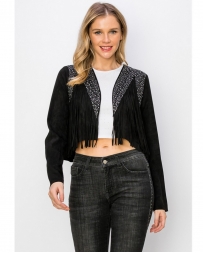 Vocal® Ladies' Cropped Suede Fringe Jacket