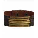 Men's 6 Bar Brown Leather Bracelet