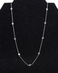 Ladies' Silver CZ Stud Necklace