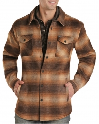 Rock & Roll Cowboy® Men's Plaid Shirt Jacket Brown
