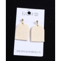 Ladies' Floral Dome Earrings Ivory