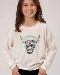 Roper® Girls' Highland Cow LS Tee