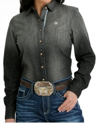 Cinch® Ladies' LS Black Denim Perf Shirt