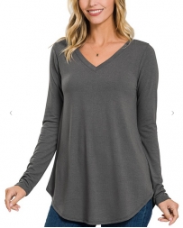 Ladies' LS V-Neck Basic Top