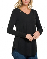 Ladies' LS V-Neck Basic Top