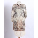 Ladies' Long Button-Up Jacket With Lace