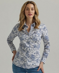 Wrangler® Ladies' Blue Paisley Western Shirt