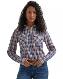 Wrangler® Ladies' Blue Plaid Western Shirt