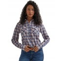 Wrangler® Ladies' Blue Plaid Western Shirt