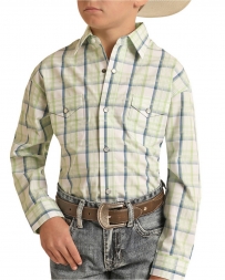 Panhandle® Boys' LS Snap Plaid Shirt Green