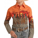 Panhandle® Boys' Sunset Print LS Snap Shirt