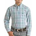 Panhandle® Boys' Turq Check Button Down Shirt