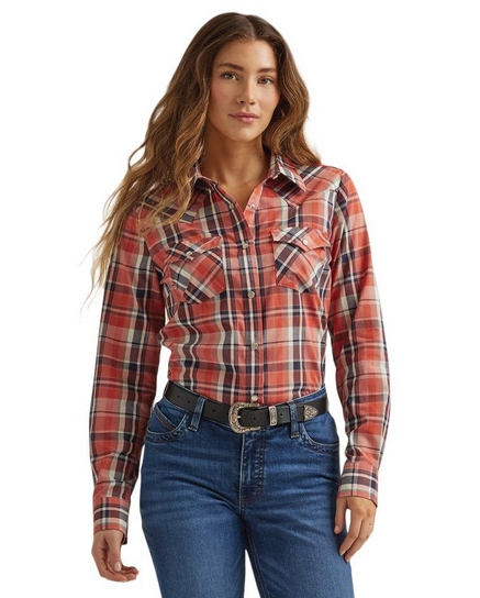 Wrangler Ladies Red Plaid Western Shirt Fort Brands