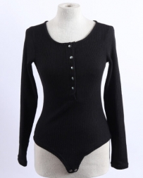 Ladies' Ribbed Concho Long Sleeve Bodysuit