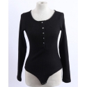 Ladies' Ribbed Concho Long Sleeve Bodysuit