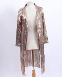 Ladies' Rose Gold Sequin Long Kimono