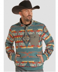 Rock & Roll Cowboy® Men's Aztec Henley Pullover Teal