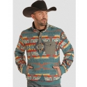 Rock & Roll Cowboy® Men's Aztec Henley Pullover Teal