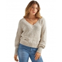 Wrangler Retro® Ladies' Antique White V-Neck Sweater