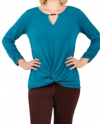 Ladies' Long Sleeve Twist Front Lux Crepe Top