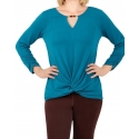 Ladies' Long Sleeve Twist Front Lux Crepe Top