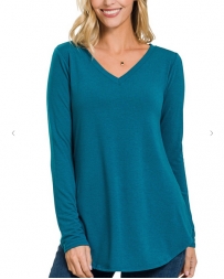 Ladies' LS V-Neck Basic Top