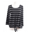 Ladies' Black Striped Tie Front Top