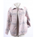 Ladies' Faux Sherling Collared Cardigan