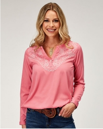 Roper® Ladies' Embroidered Yolk LS Top